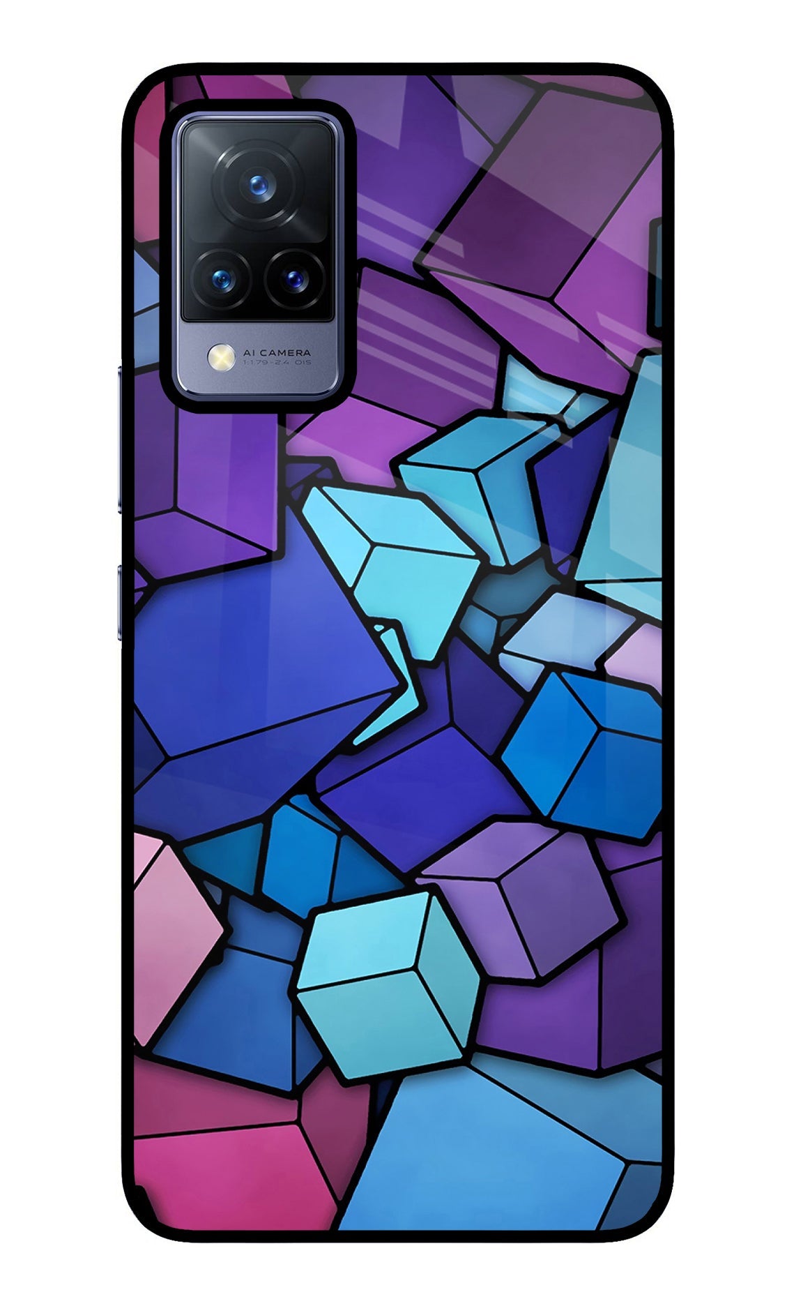 Cubic Abstract Vivo V21 Glass Case