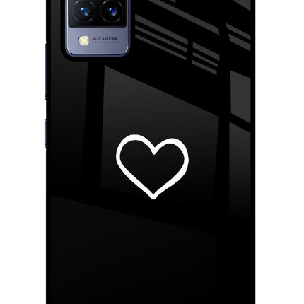 Heart Vivo V21 Glass Case Back Cover by Casekaro