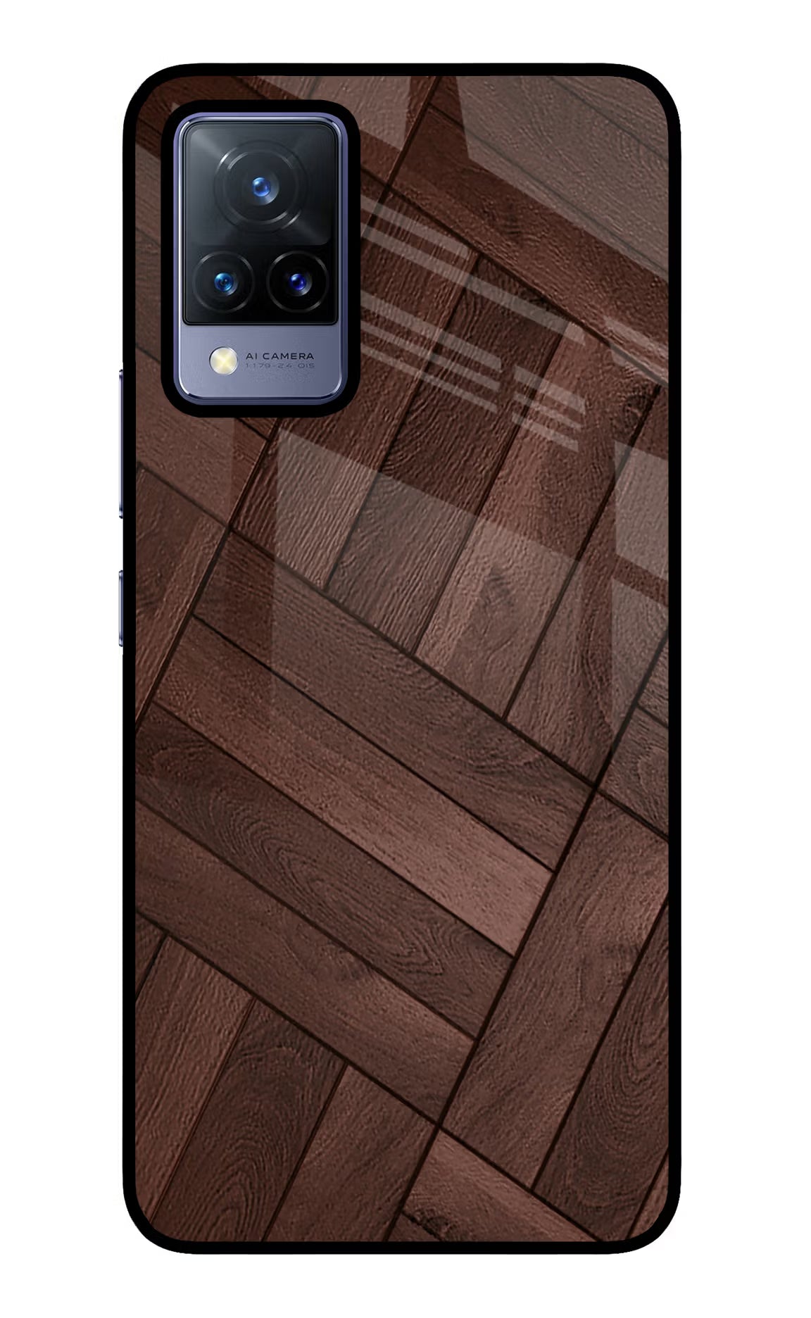 Wooden Texture Design Vivo V21 Glass Case Back Cover by Casekaro