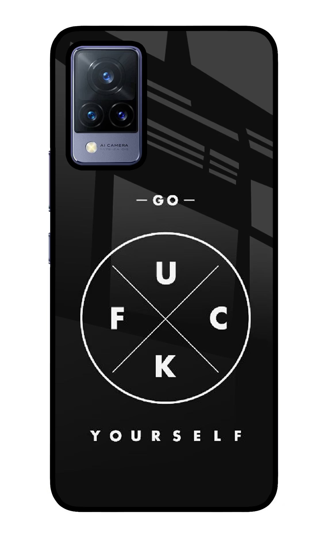 Go Fuck Yourself Vivo V21 Glass Case Back Cover by Casekaro