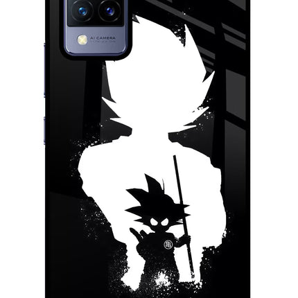 Goku Shadow Vivo V21 Glass Case Back Cover by Casekaro