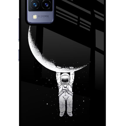 Moon Space Vivo V21 Glass Case Back Cover by Casekaro