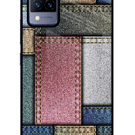 Multicolor Jeans Vivo V21 Glass Case Back Cover by Casekaro