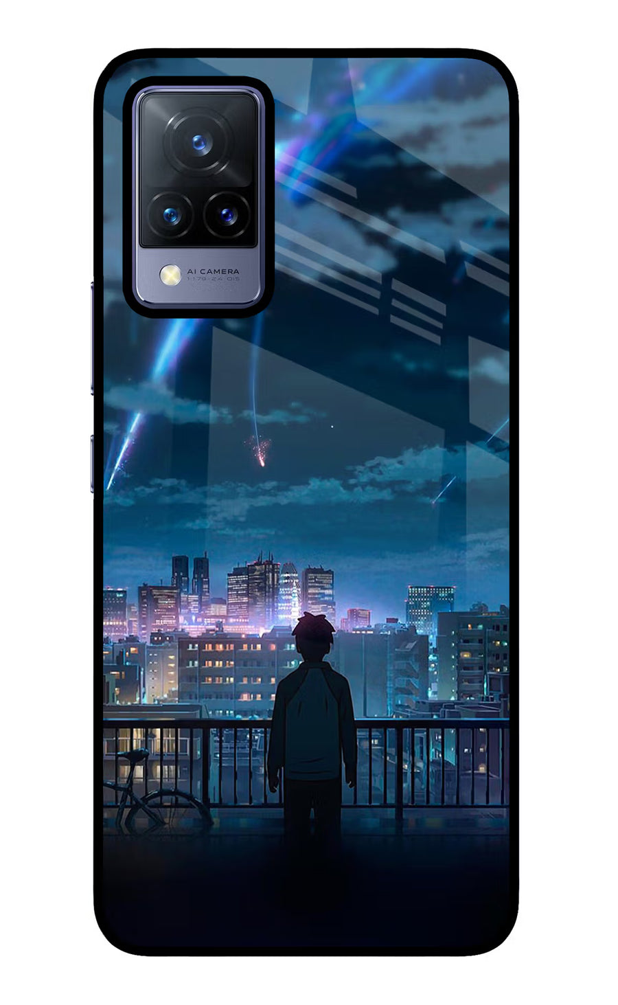 Anime Vivo V21 Back Cover, Glass case