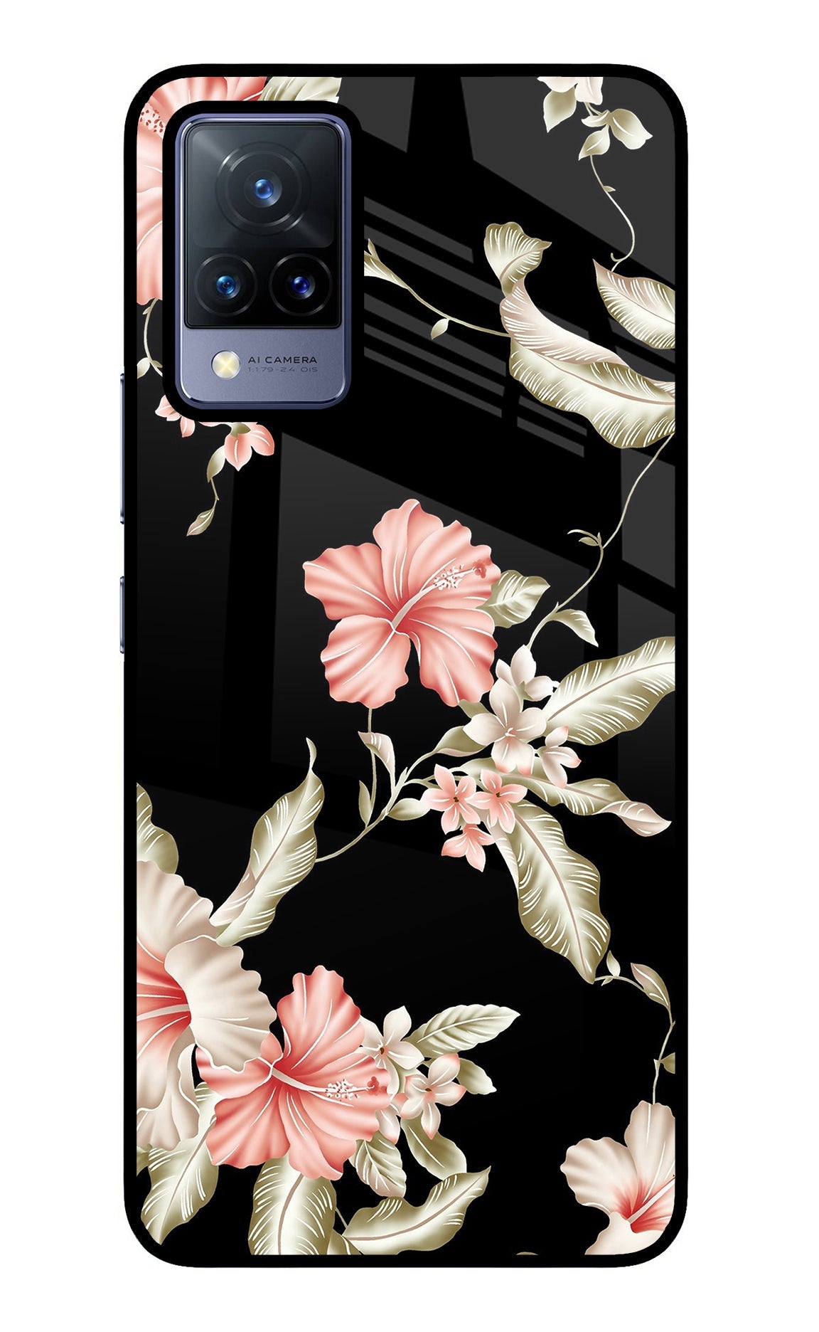 Flowers Vivo V21 Glass Case