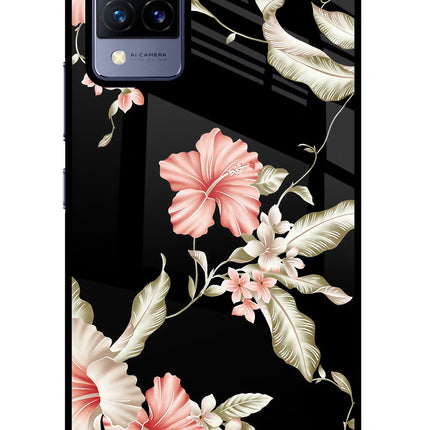 Flowers Vivo V21 Glass Case Back Cover by Casekaro