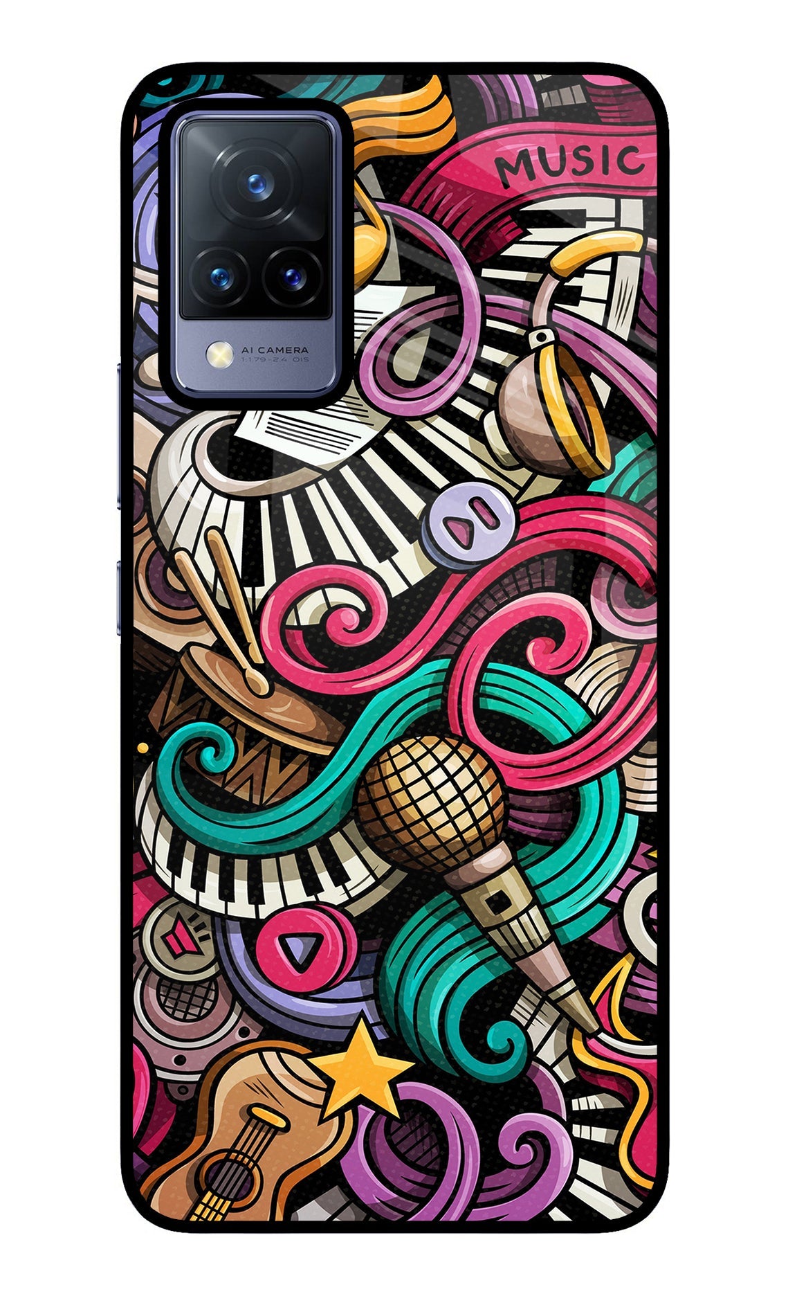 Music Abstract Vivo V21 Glass Case