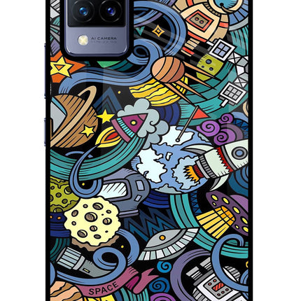 Space Abstract Vivo V21 Glass Case Back Cover by Casekaro