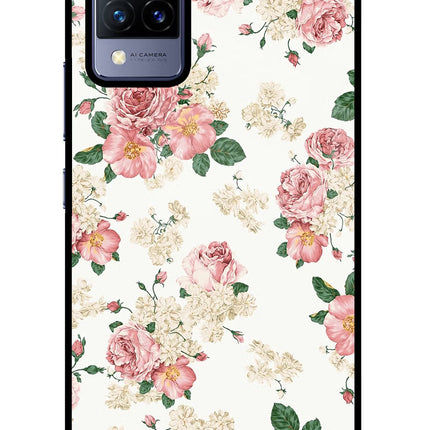 Flowers Vivo V21 Glass Case Back Cover by Casekaro