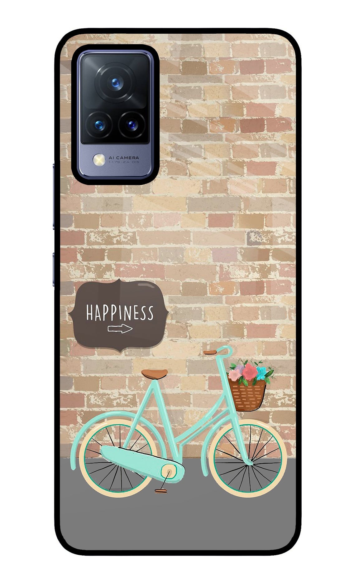 Happiness Artwork Vivo V21 Glass Case