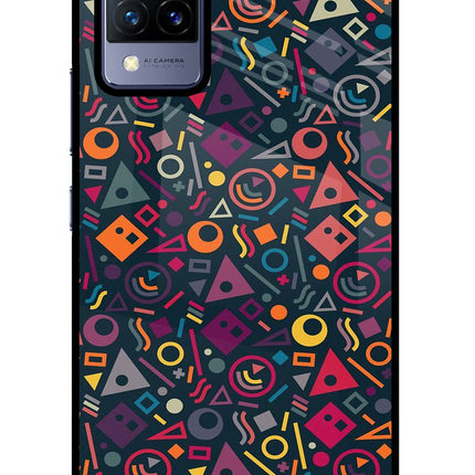 Geometric Abstract Vivo V21 Glass Case Back Cover by Casekaro