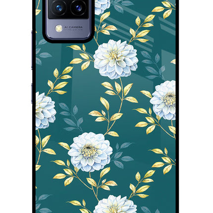 Flowers Vivo V21 Glass Case Back Cover by Casekaro