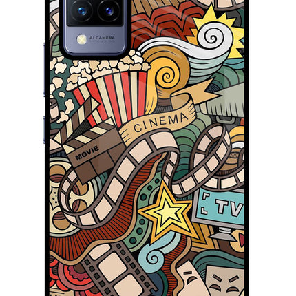 Cinema Abstract Vivo V21 Glass Case Back Cover by Casekaro