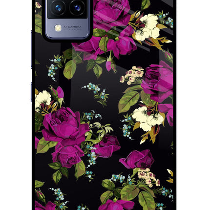 Flowers Vivo V21 Glass Case Back Cover by Casekaro