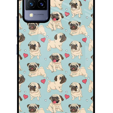 Pug Dog Vivo V21 Glass Case Back Cover by Casekaro