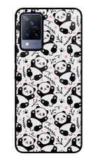 Cute Panda Vivo V21 Glass Case Back Cover by Casekaro