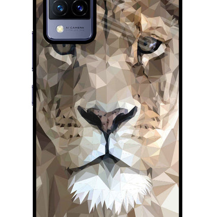 Lion Art Vivo V21 Glass Case Back Cover by Casekaro