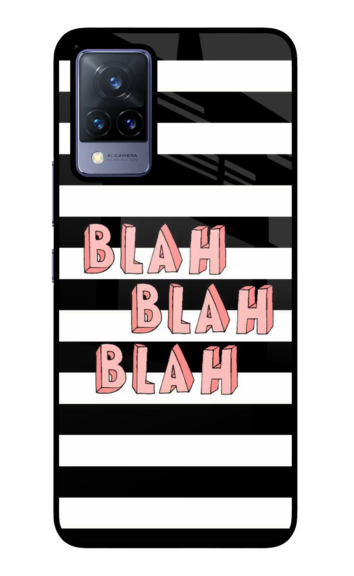 Blah Blah Blah Vivo V21 Glass Case Back Cover by Casekaro
