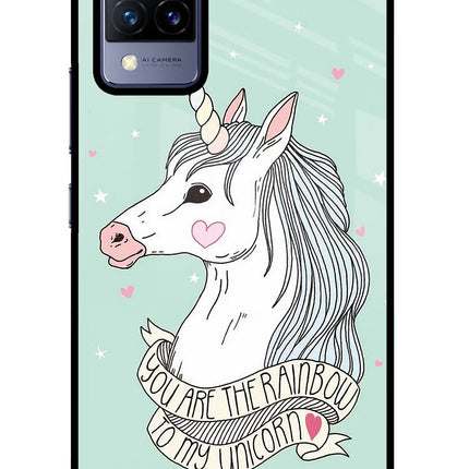 Unicorn Wallpaper Vivo V21 Glass Case Back Cover by Casekaro