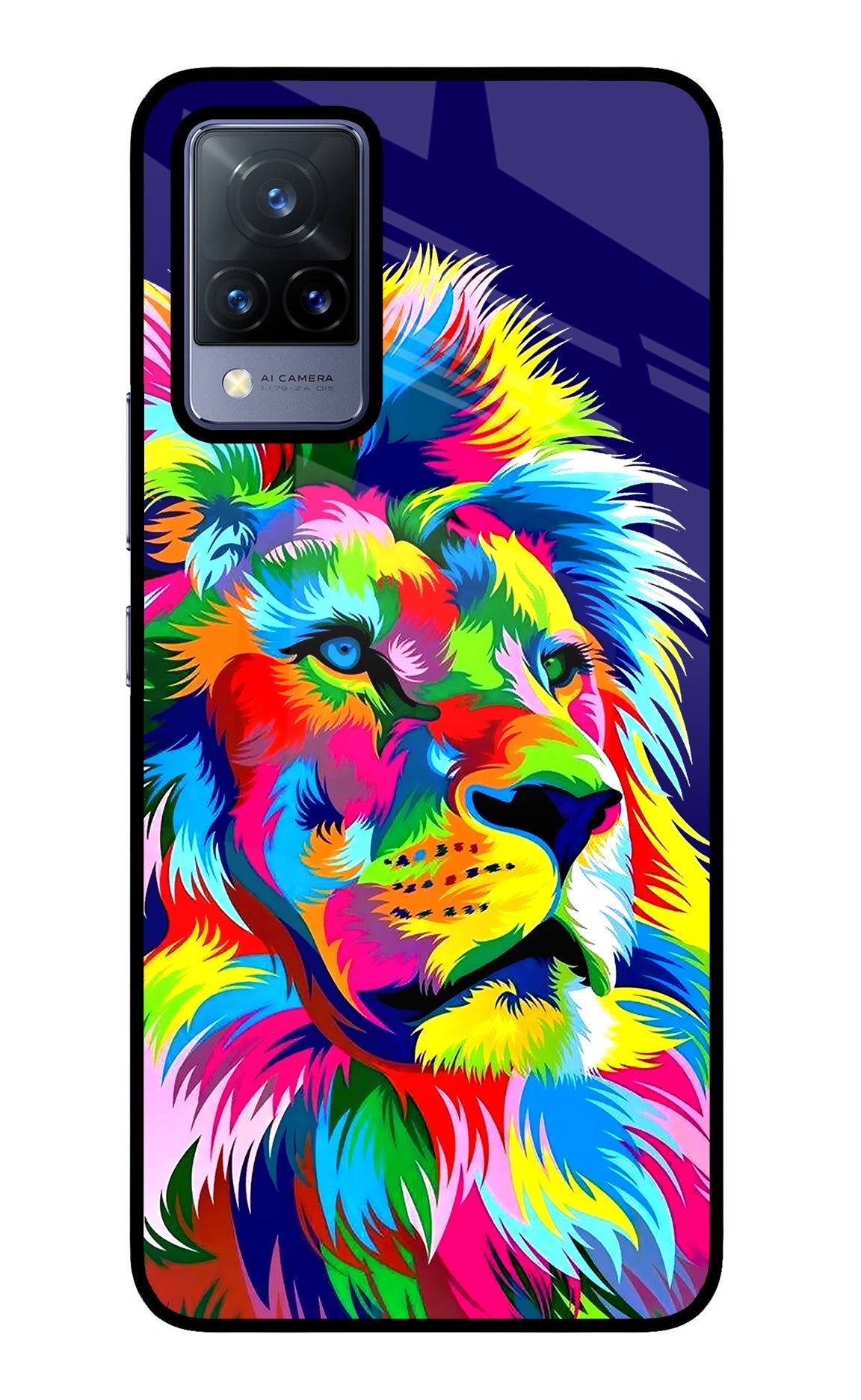 Vector Art Lion Vivo V21 Glass Case