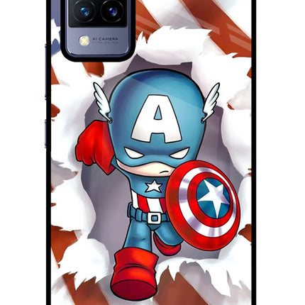 Captain America Vivo V21 Glass Case Back Cover by Casekaro