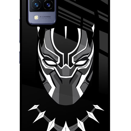 Black Panther Vivo V21 Glass Case Back Cover by Casekaro