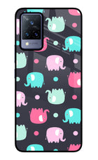 Elephants Vivo V21 Glass Case Back Cover by Casekaro