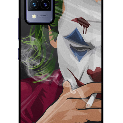 Joker Smoking Vivo V21 Glass Case Back Cover by Casekaro
