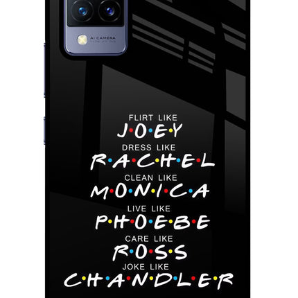FRIENDS Character Vivo V21 Glass Case Back Cover by Casekaro