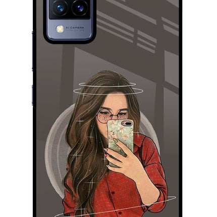 Selfie Queen Vivo V21 Glass Case Back Cover by Casekaro
