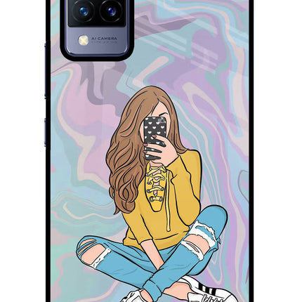 Selfie Girl Vivo V21 Glass Case