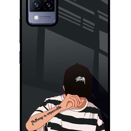 Aesthetic Boy Vivo V21 Glass Case Back Cover by Casekaro