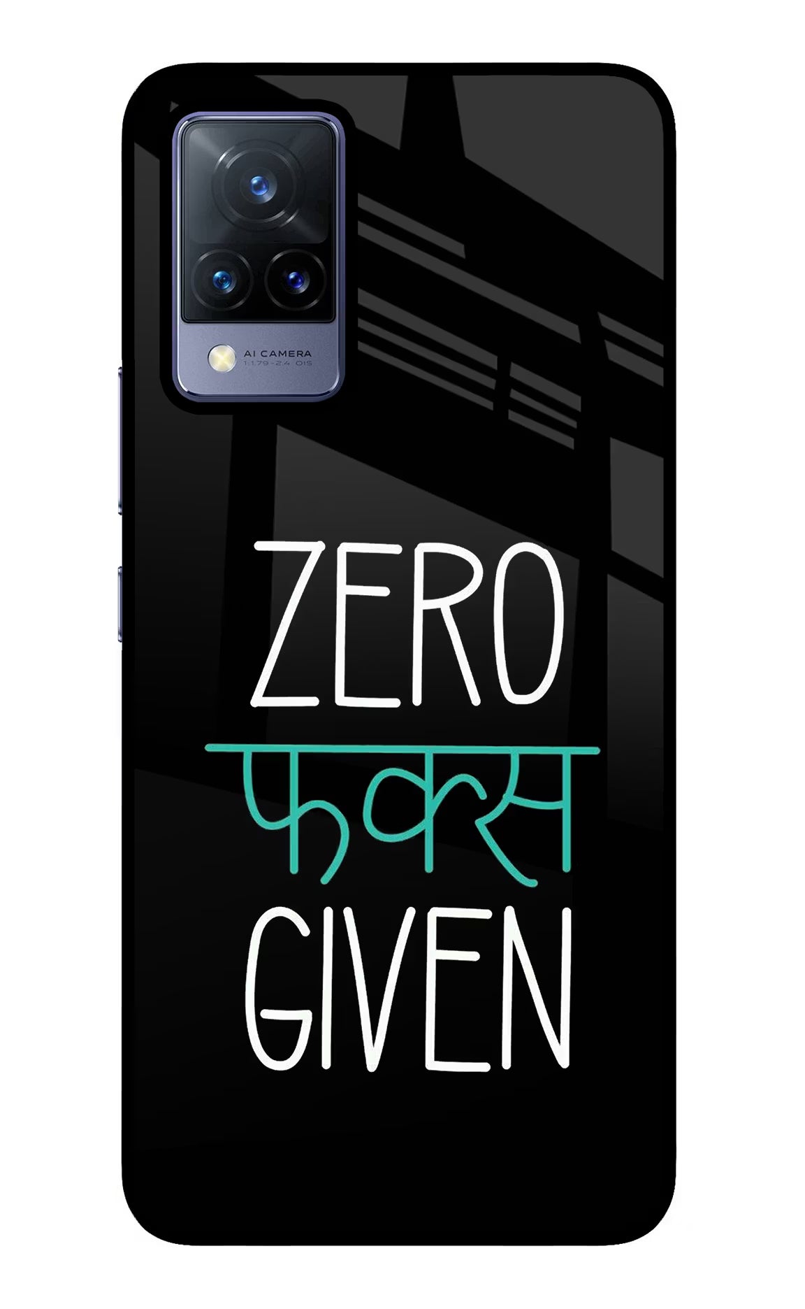 Zero Fucks Given Vivo V21 Glass Case Back Cover by Casekaro