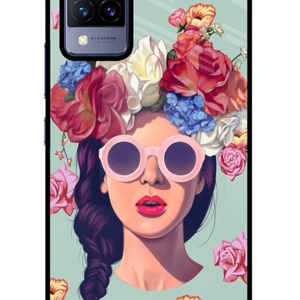 Pretty Girl Vivo V21 Glass Case Back Cover by Casekaro