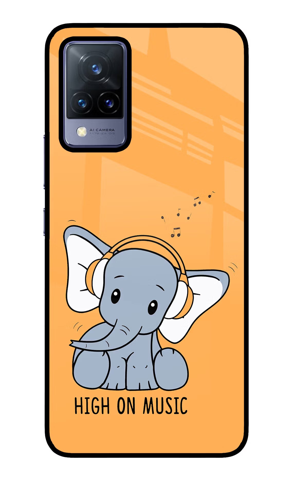 High On Music Vivo V21 Glass Case Back Cover by Casekaro