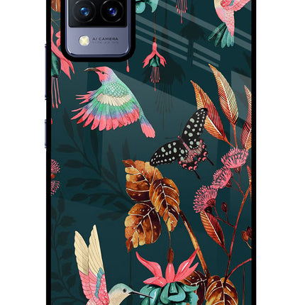 Birds Vivo V21 Glass Case Back Cover by Casekaro