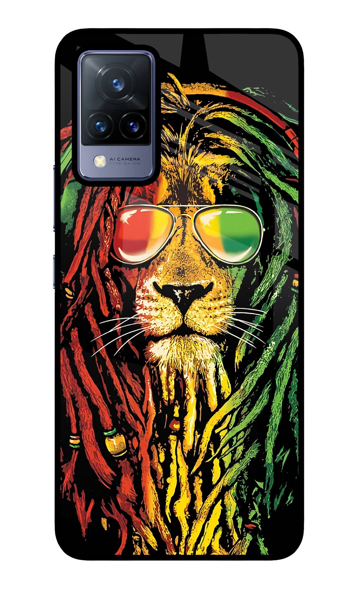 Rasta Lion Vivo V21 Glass Case