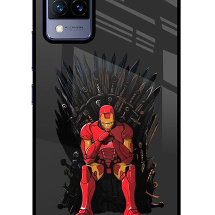 Ironman Throne Vivo V21 Glass Case Back Cover by Casekaro