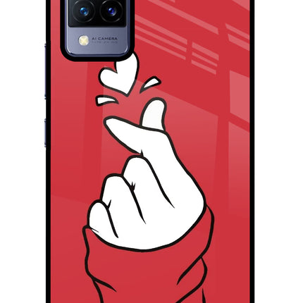 Korean Love Sign Vivo V21 Glass Case Back Cover by Casekaro