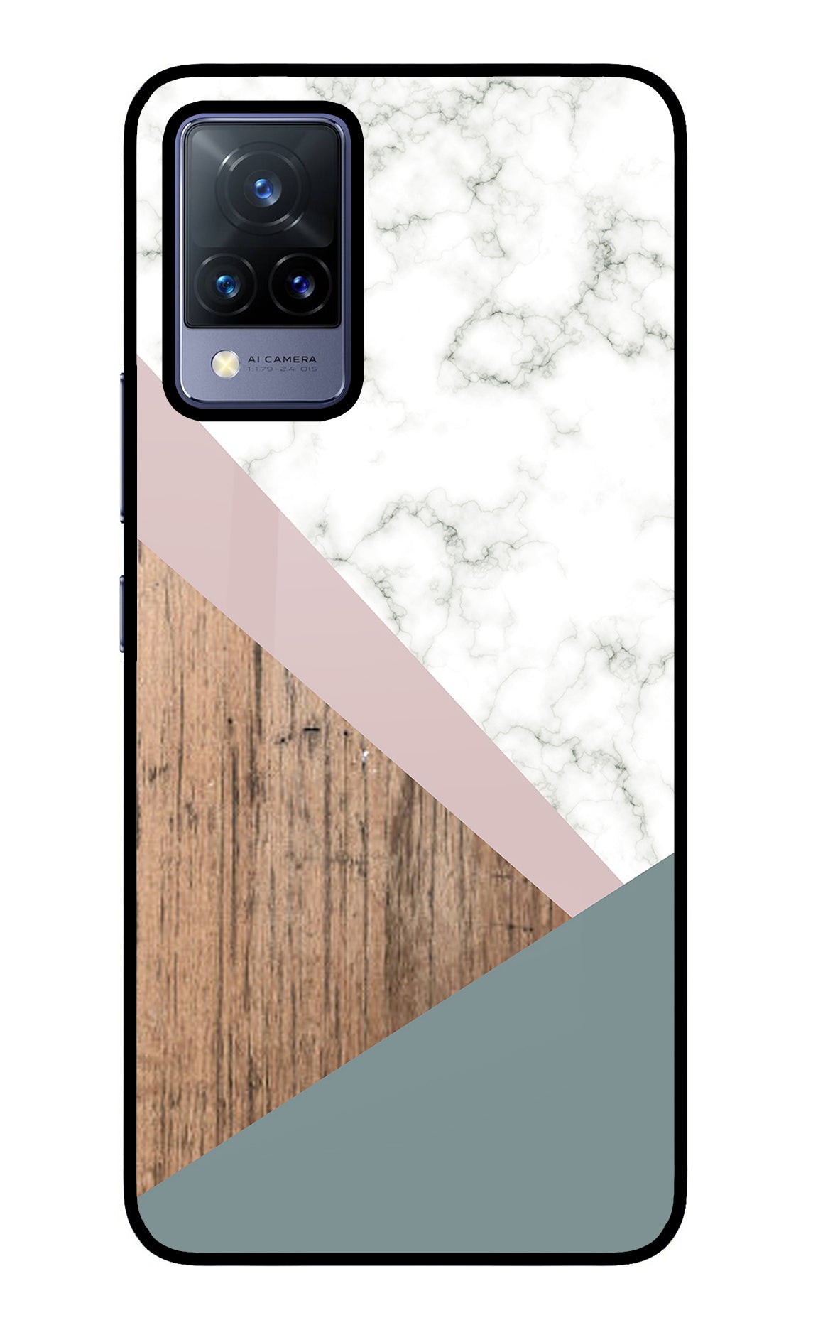 Marble wood Abstract Vivo V21 Glass Case