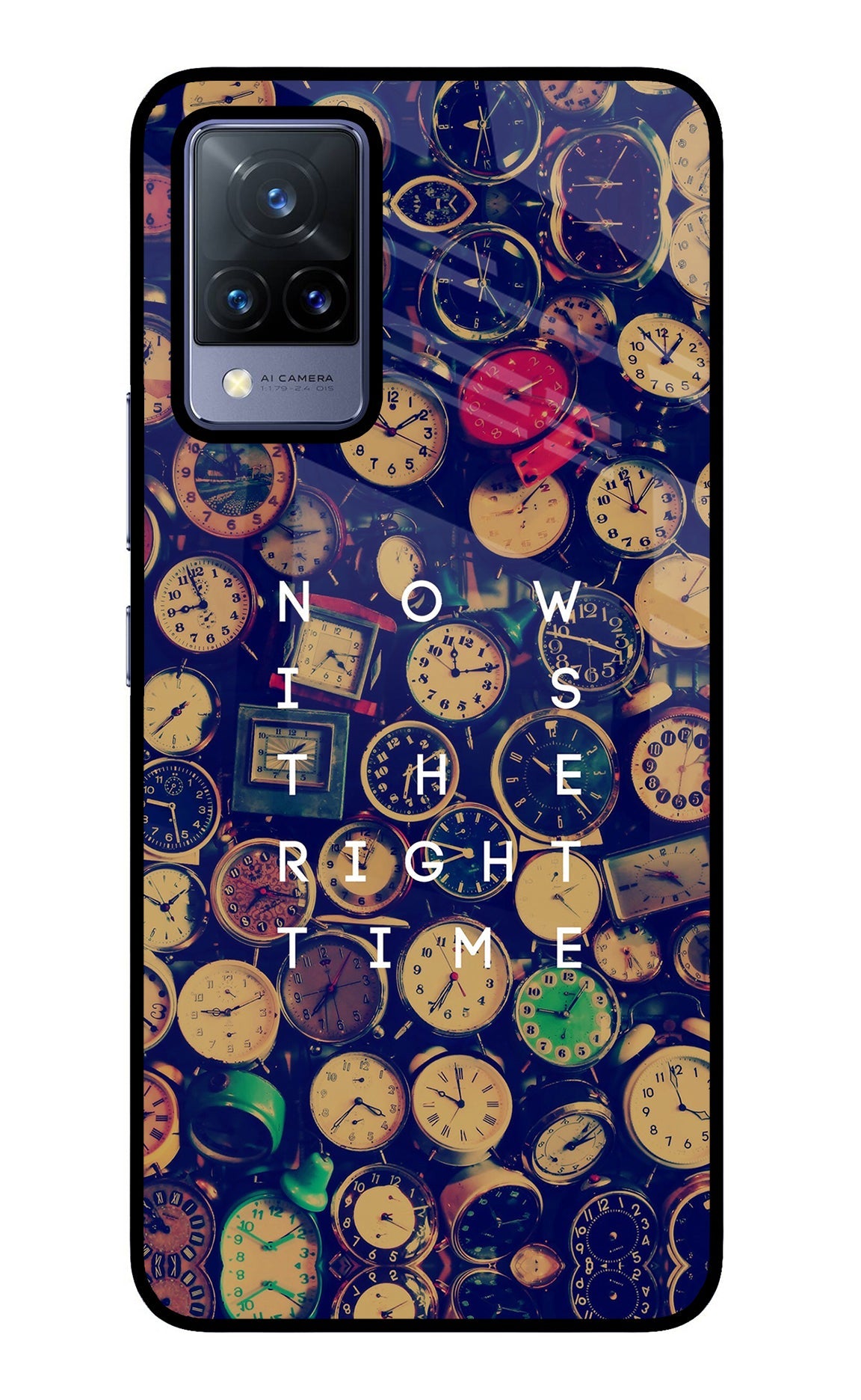 Now is the Right Time Quote Vivo V21 Glass Case