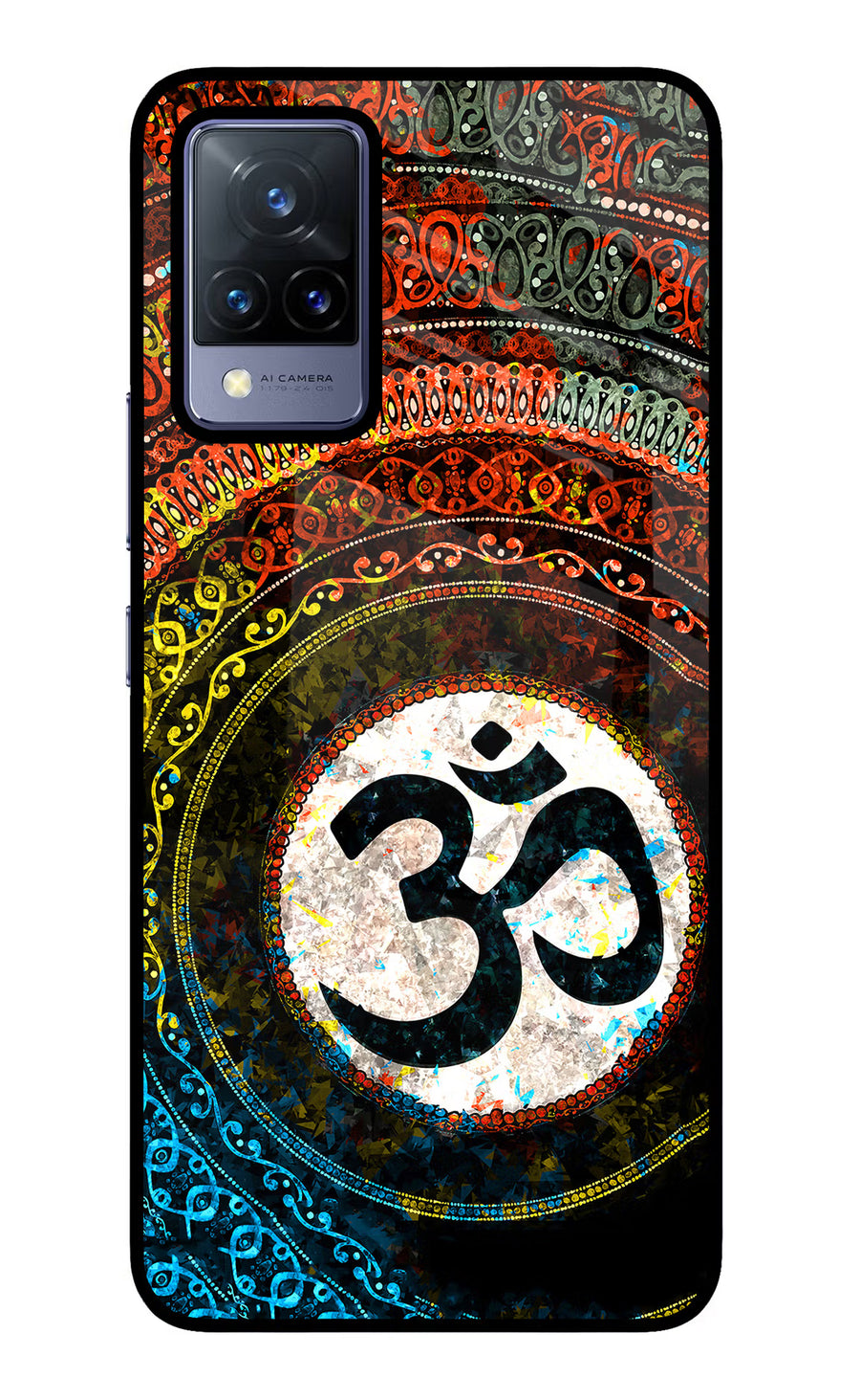 Om Cultural Vivo V21 Back Cover, Glass case