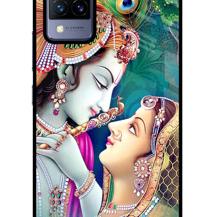 Lord Radha Krishna Vivo V21 Glass Case Back Cover by Casekaro