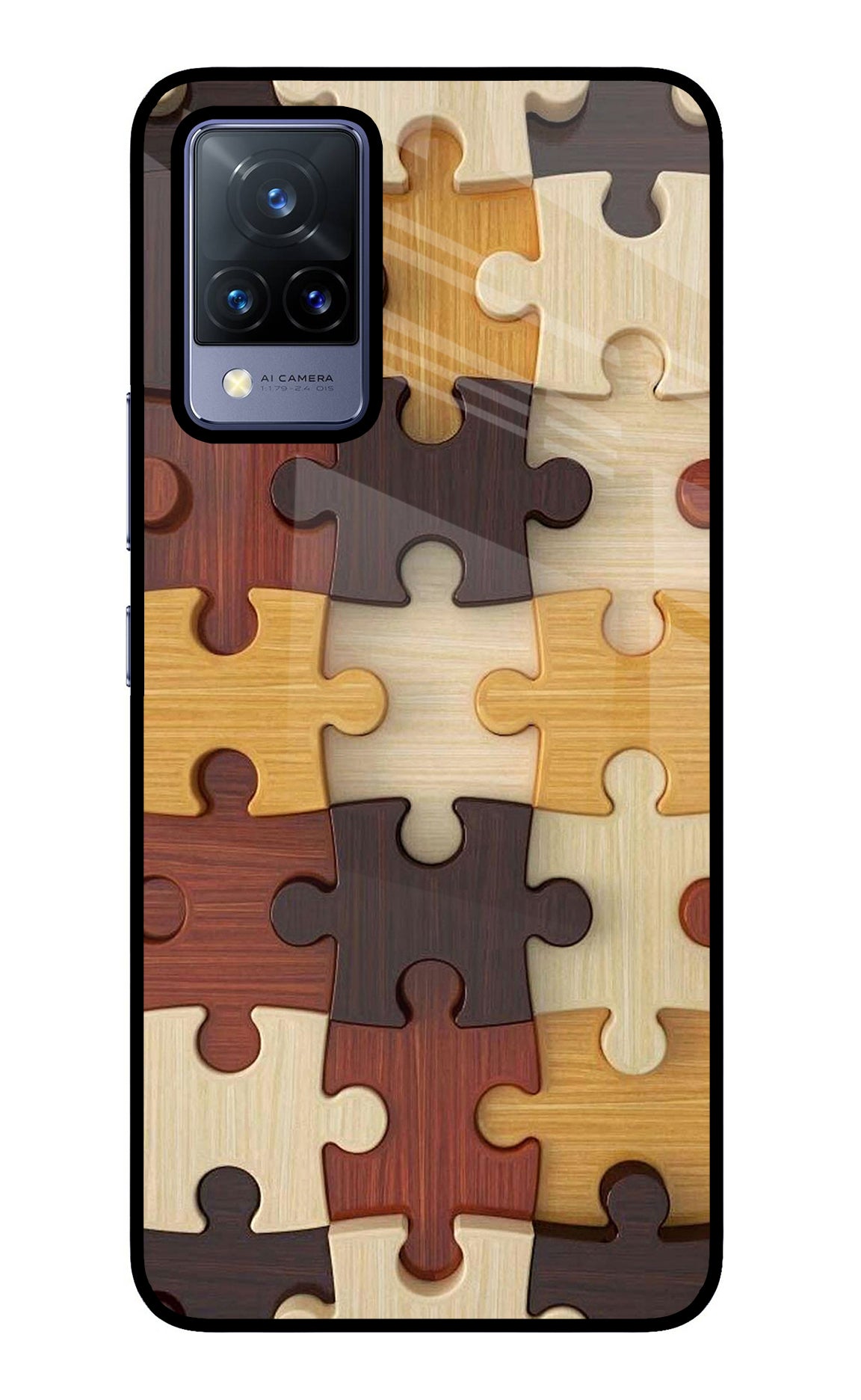 Wooden Puzzle Vivo V21 Glass Case