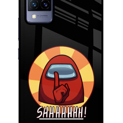 Among Us Shhh! Vivo V21 Glass Case Back Cover by Casekaro