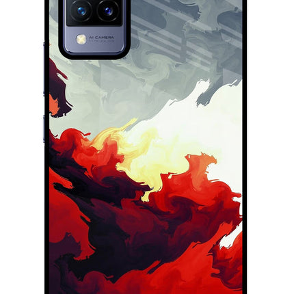 Fire Cloud Vivo V21 Glass Case Back Cover by Casekaro