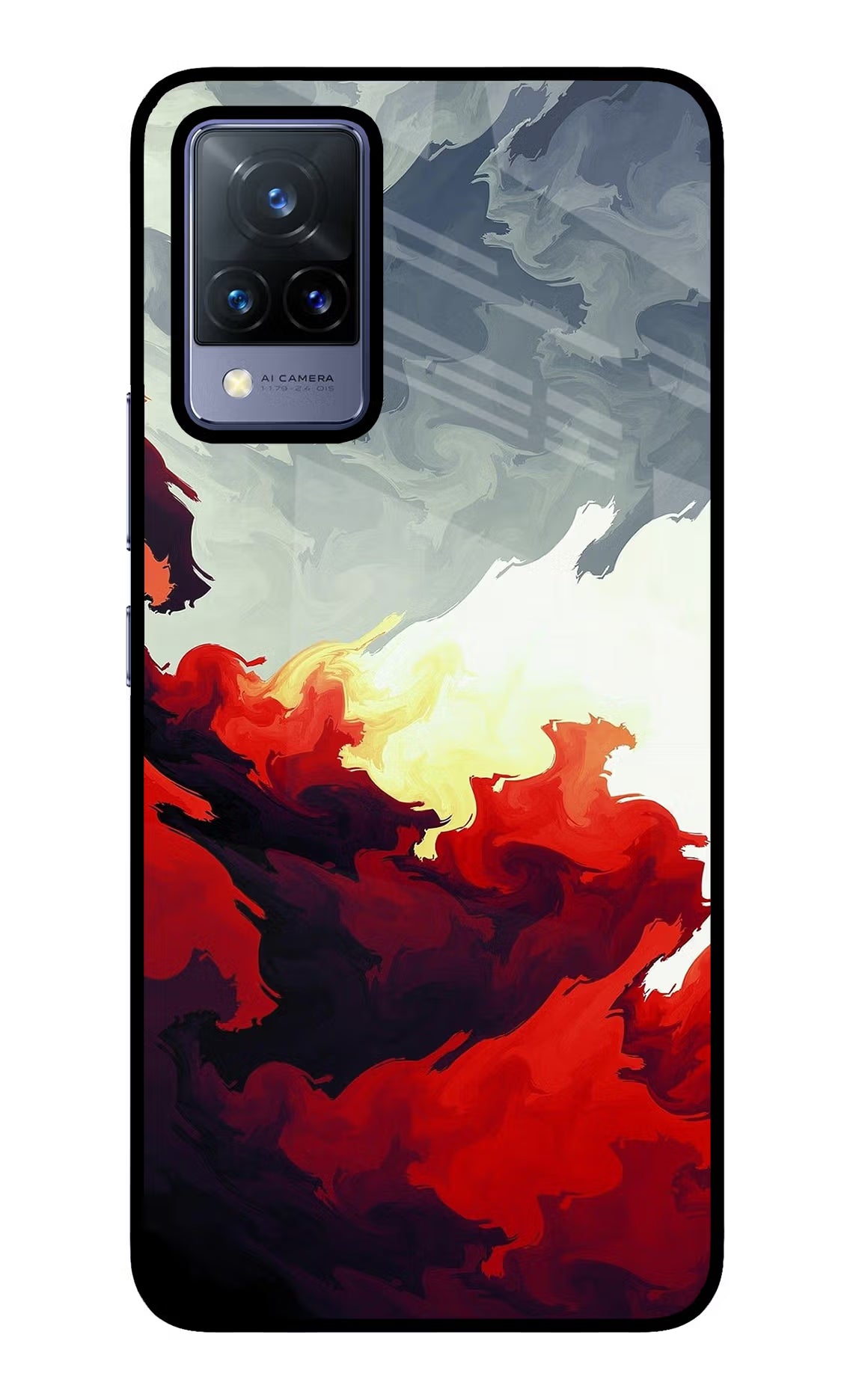 Fire Cloud Vivo V21 Glass Case Back Cover by Casekaro