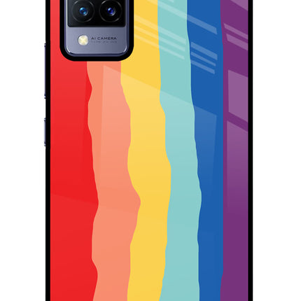 Rainbow Vivo V21 Glass Case Back Cover by Casekaro