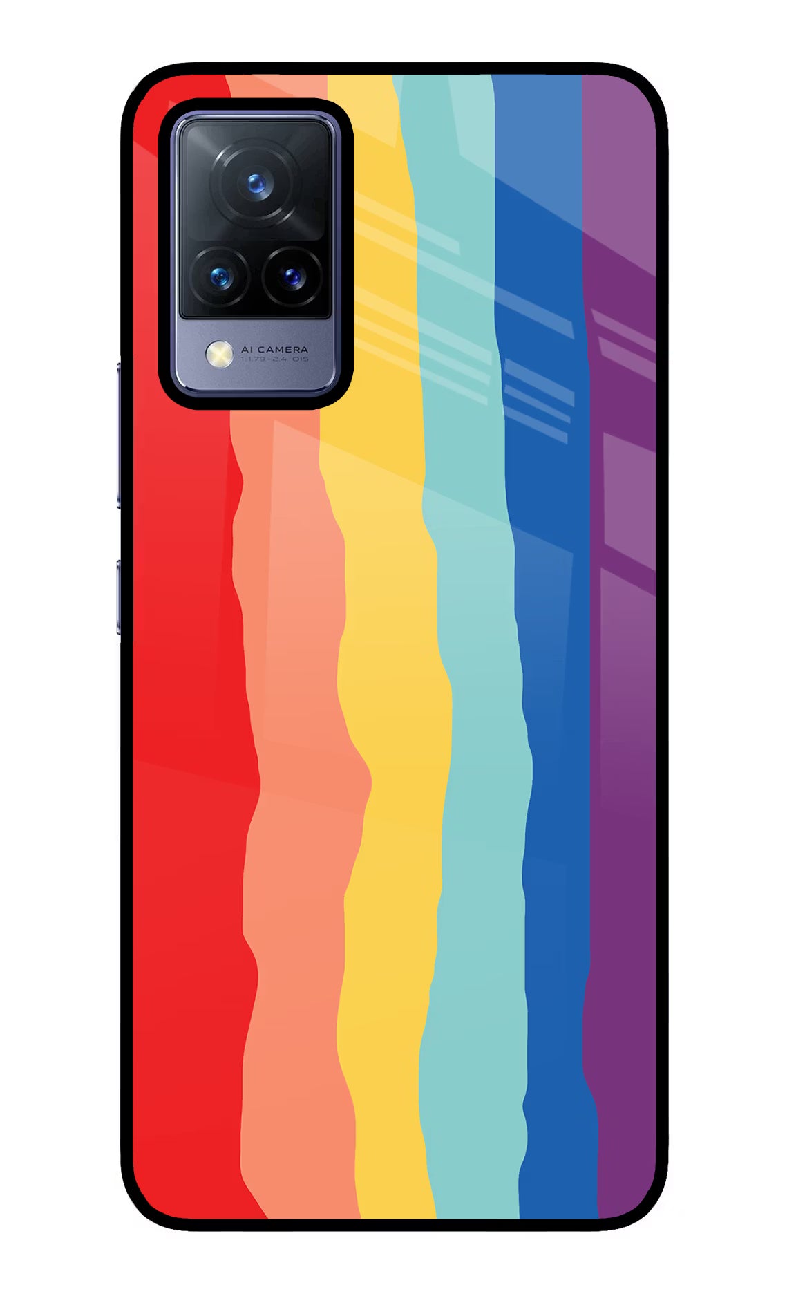 Rainbow Vivo V21 Glass Case Back Cover by Casekaro