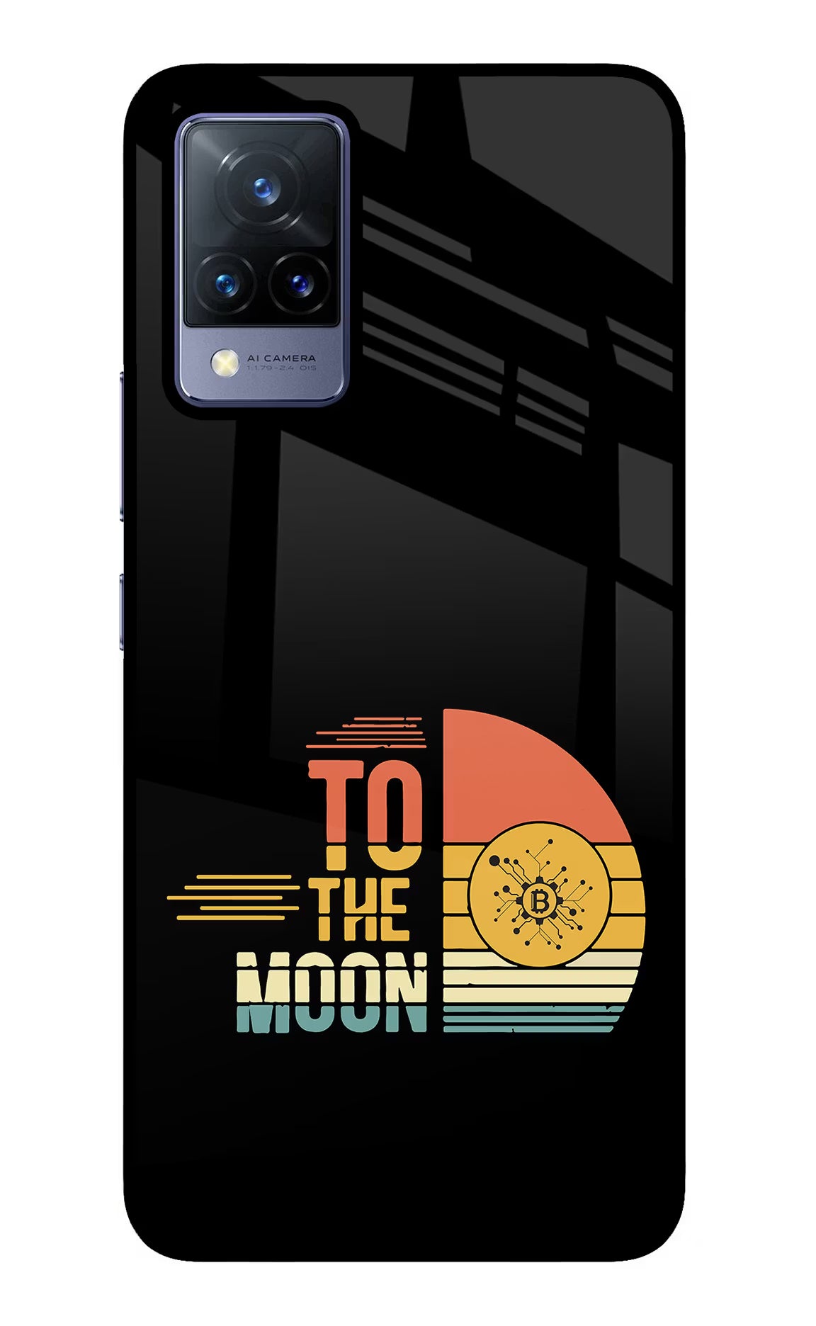 To the Moon Vivo V21 Glass Case Back Cover by Casekaro